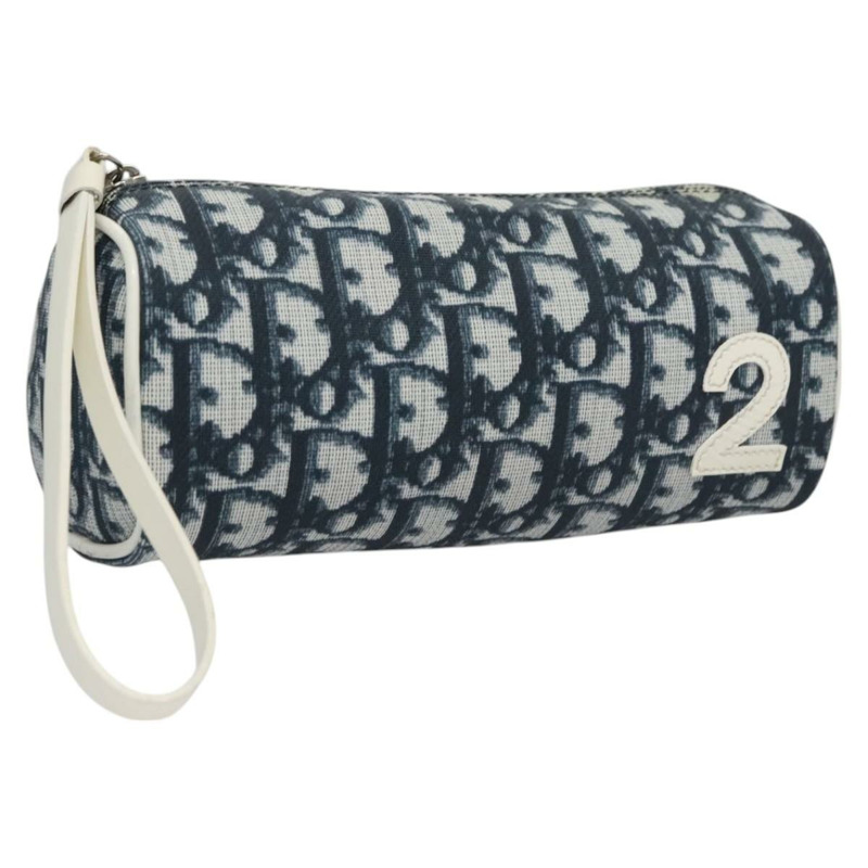 【日本直送】Christian Dior Trotter帆布手拿包 PVC海軍藍 白色 銀色 正品 bs21913-0