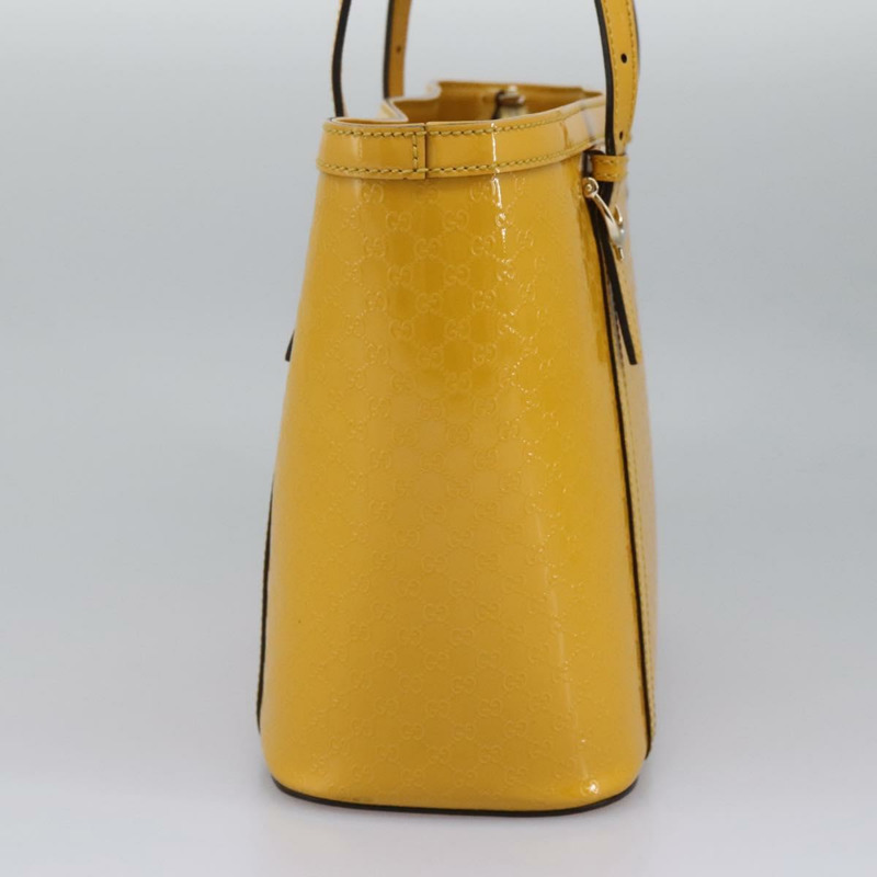 【日本直送】GUCCI Micro GG帆布手提包 漆皮 黃色 336776 正品 114217-4