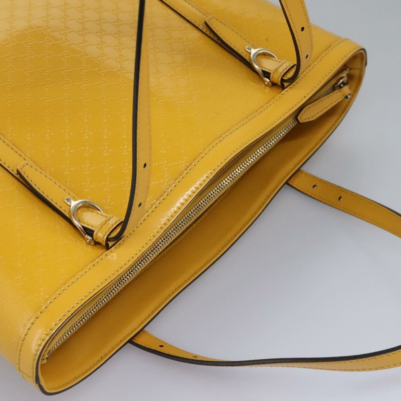 【日本直送】GUCCI Micro GG帆布手提包 漆皮 黃色 336776 正品 114217-5