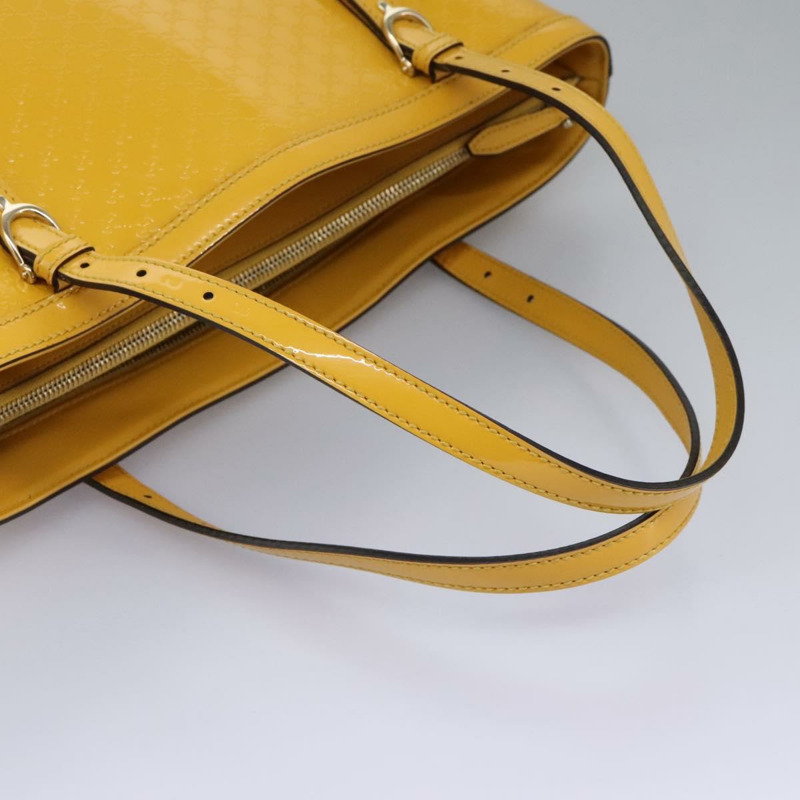 【日本直送】GUCCI Micro GG帆布手提包 漆皮 黃色 336776 正品 114217-6