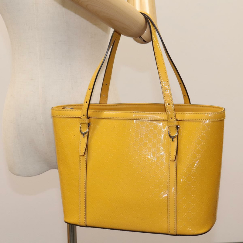 【日本直送】GUCCI Micro GG帆布手提包 漆皮 黃色 336776 正品 114217-25