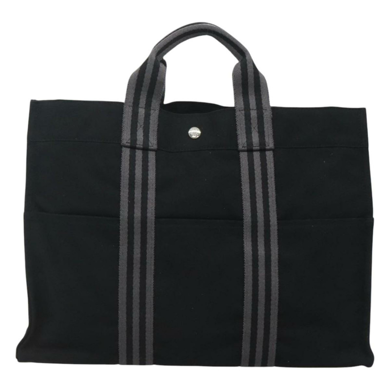 【日本直送】愛馬仕 Fourre Tout MM 手袋 帆布 黑色 銀色 正品 119846-1