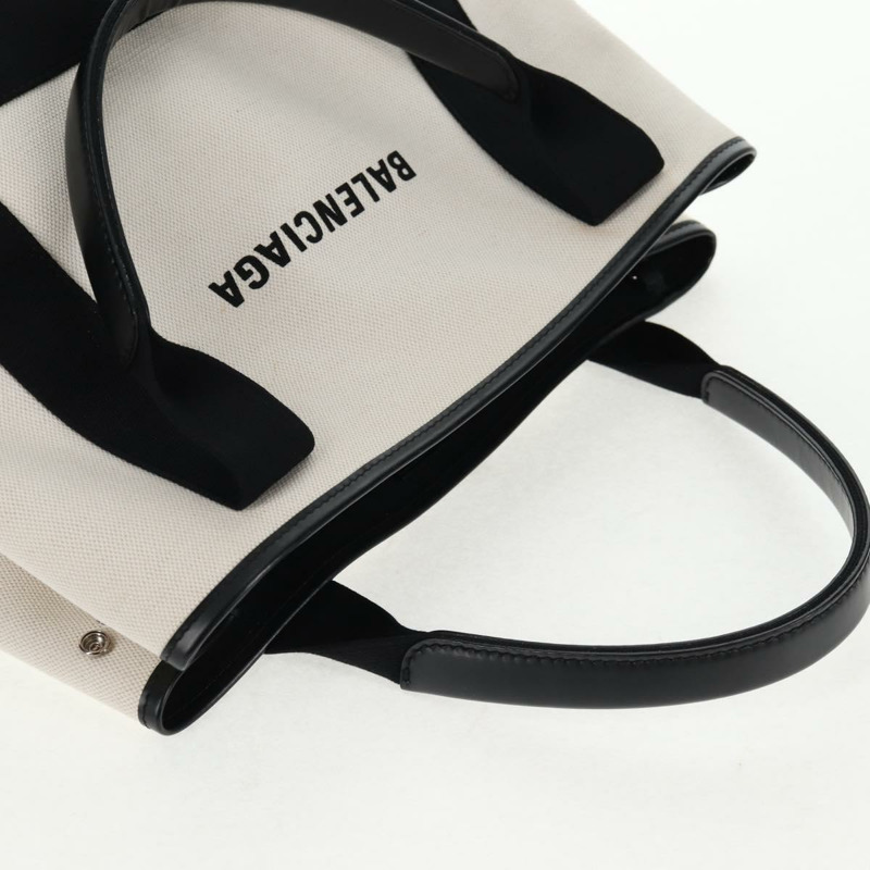 【日本直送】BALENCIAGA 海軍藍 Cabas S 手袋 帆布 皮革 白色 黑色 339933 正品 BA6186M-6