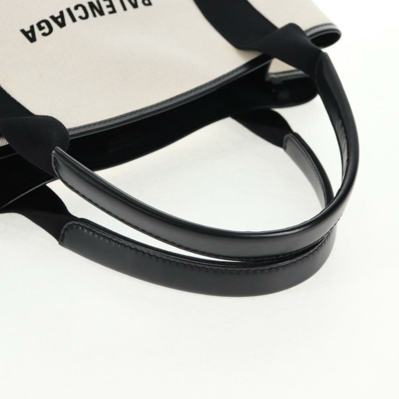 【日本直送】BALENCIAGA 海軍藍 Cabas S 手袋 帆布 皮革 白色 黑色 339933 正品 BA6186M-7