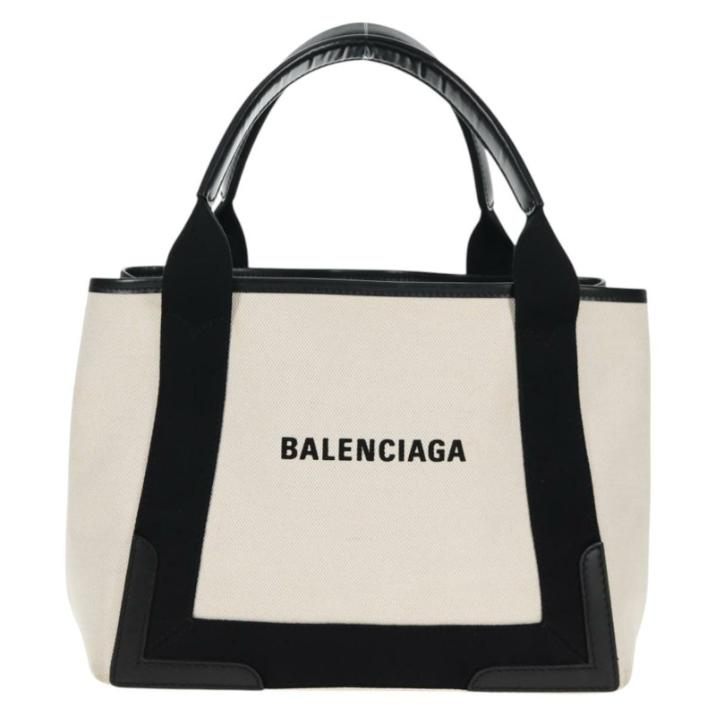 【日本直送】BALENCIAGA 海軍藍 Cabas S 手袋 帆布 皮革 白色 黑色 339933 正品 BA6186M-12