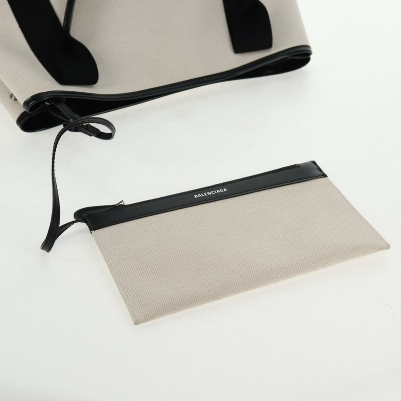 【日本直送】BALENCIAGA 海軍藍 Cabas S 手袋 帆布 皮革 白色 黑色 339933 正品 BA6186M-21