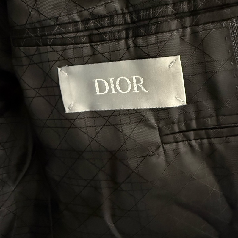 Dior charcoal grey checks tailored jacket 50 西裝外套-4