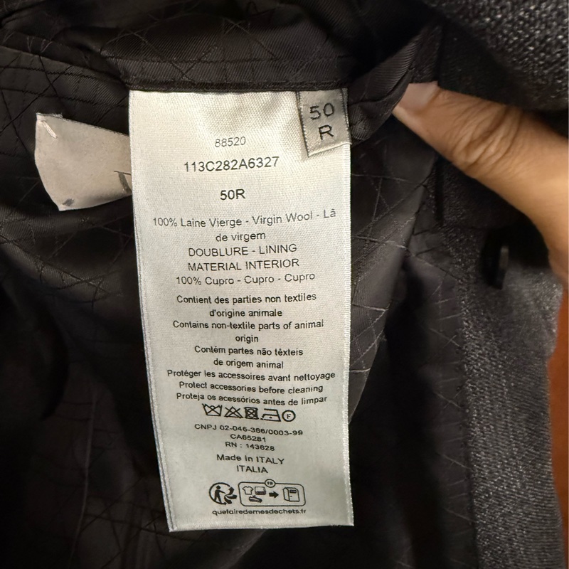 Dior charcoal grey checks tailored jacket 50 西裝外套-5