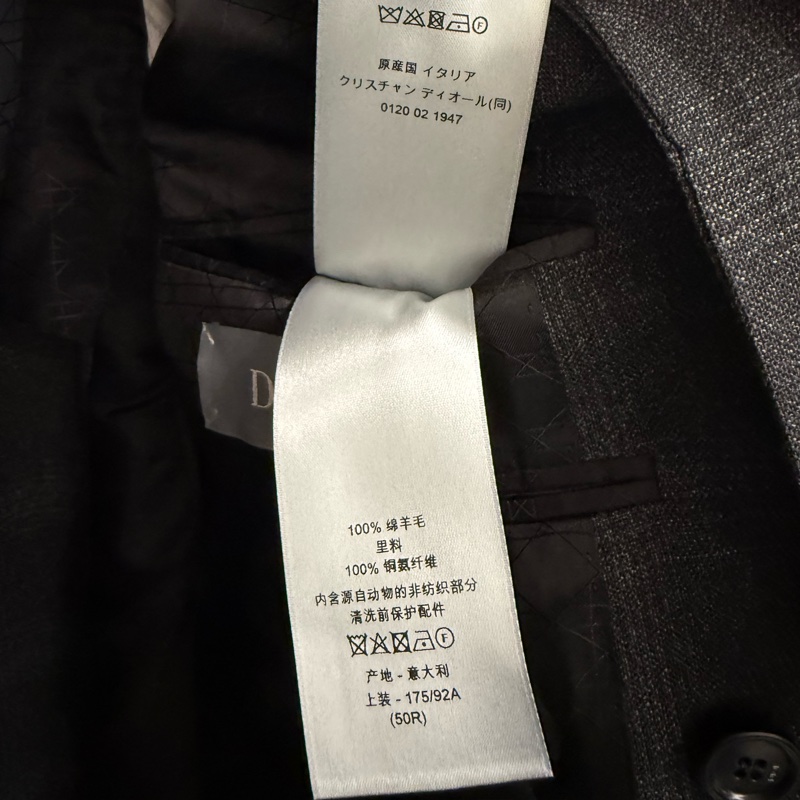 Dior charcoal grey checks tailored jacket 50 西裝外套-6