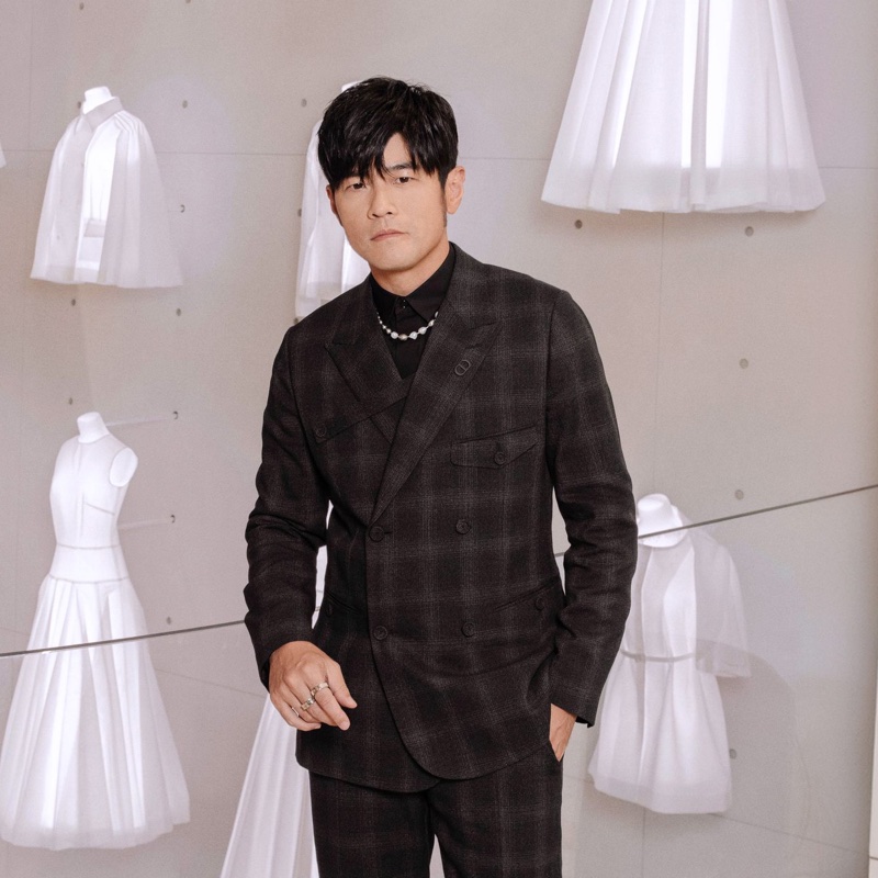 Dior charcoal grey checks tailored jacket 50 西裝外套-7