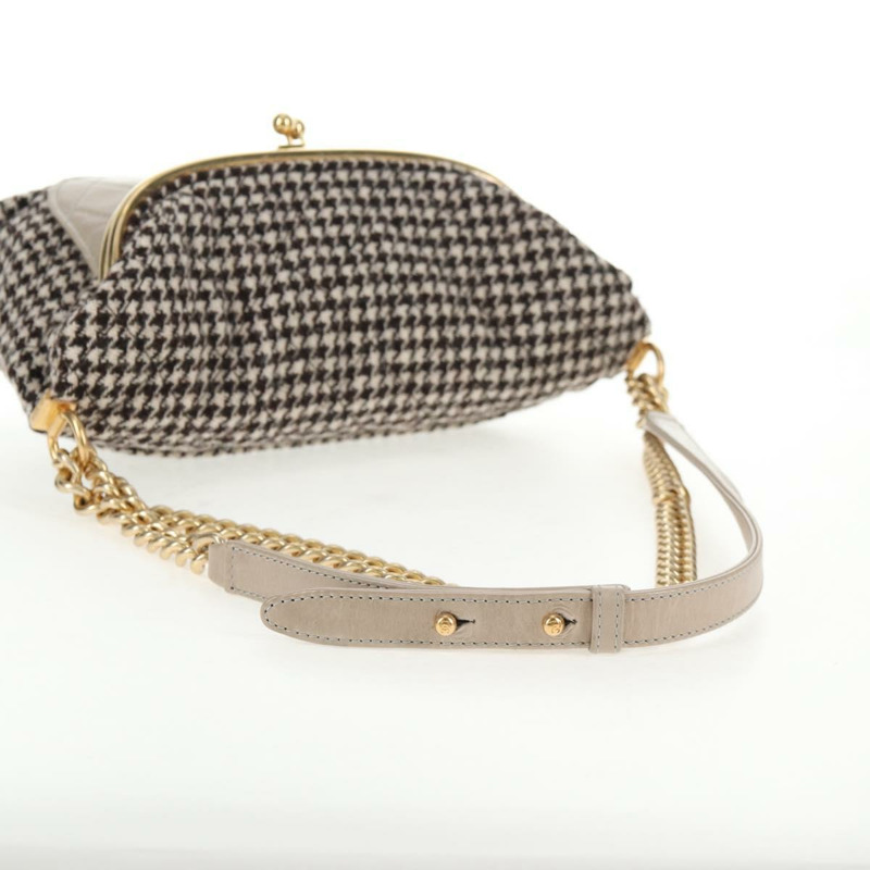 【日本直送】香奈兒 (CHANEL) Matelasse 鏈條肩背包，斜紋軟呢布料，米色，金色雙C標誌，貨號 140752V-5