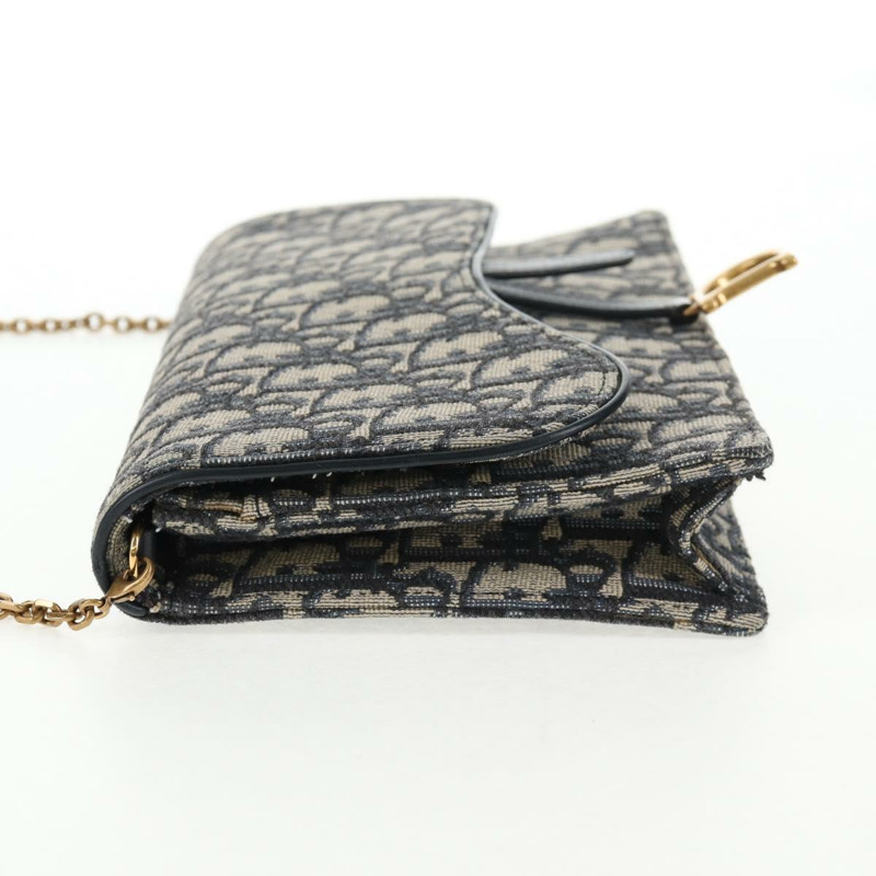 【日本直送】Christian Dior Oblique Trotter 帆布鏈條單肩包 海軍藍 金色 正品 139042M-2