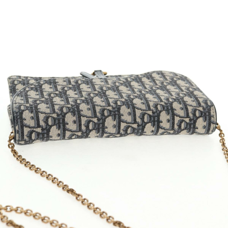 【日本直送】Christian Dior Oblique Trotter 帆布鏈條單肩包 海軍藍 金色 正品 139042M-5