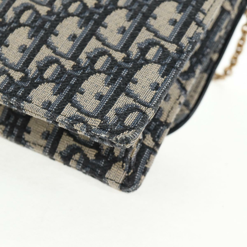 【日本直送】Christian Dior Oblique Trotter 帆布鏈條單肩包 海軍藍 金色 正品 139042M-16