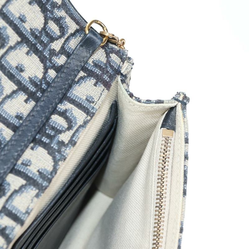 【日本直送】Christian Dior Oblique Trotter 帆布鏈條單肩包 海軍藍 金色 正品 139042M-19