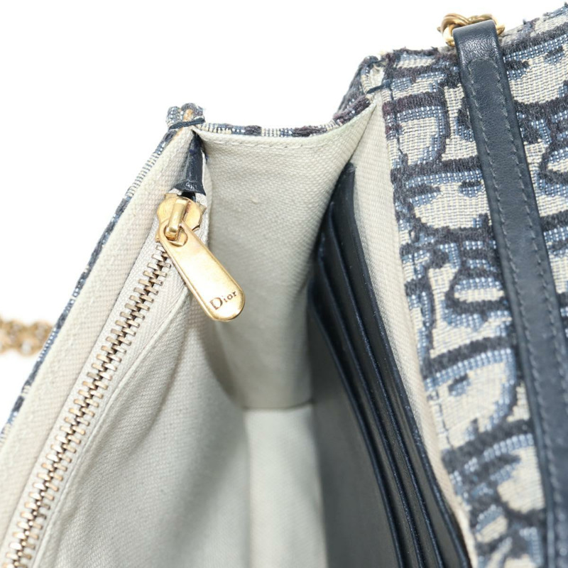 【日本直送】Christian Dior Oblique Trotter 帆布鏈條單肩包 海軍藍 金色 正品 139042M-20