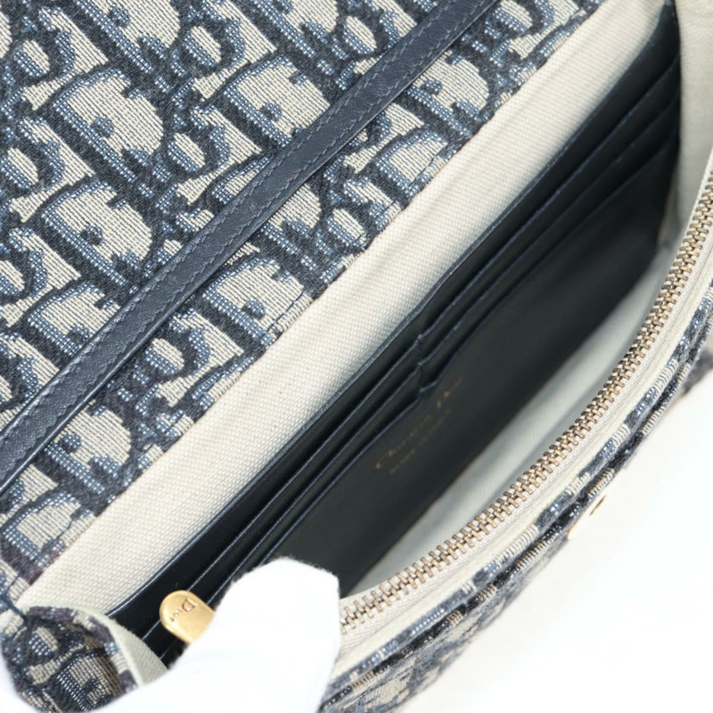 【日本直送】Christian Dior Oblique Trotter 帆布鏈條單肩包 海軍藍 金色 正品 139042M-21