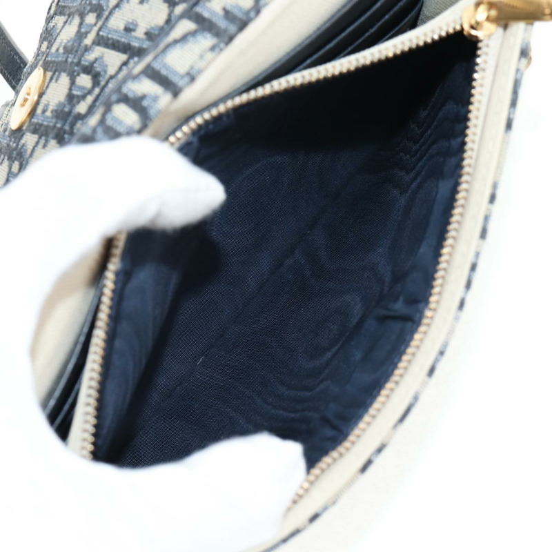 【日本直送】Christian Dior Oblique Trotter 帆布鏈條單肩包 海軍藍 金色 正品 139042M-23