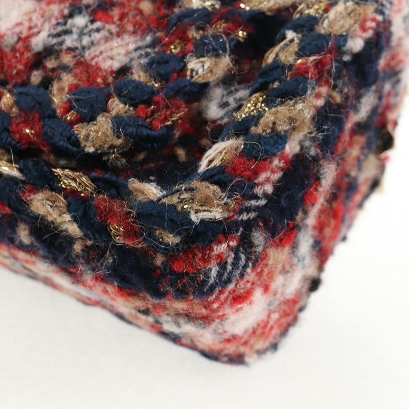 【日本直送】香奈兒 (CHANEL) 菱格紋鏈條肩背包，紅色斜紋軟呢，金色雙C標誌，貨號 142564M-19