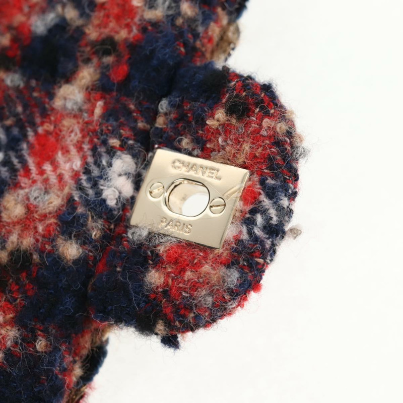 【日本直送】香奈兒 (CHANEL) 菱格紋鏈條肩背包，紅色斜紋軟呢，金色雙C標誌，貨號 142564M-23