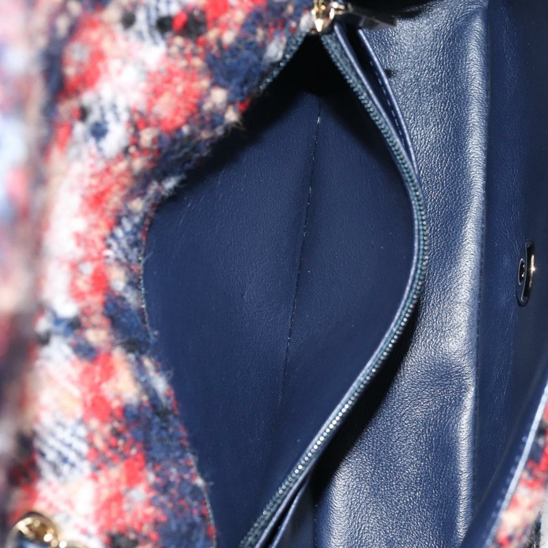 【日本直送】香奈兒 (CHANEL) 菱格紋鏈條肩背包，紅色斜紋軟呢，金色雙C標誌，貨號 142564M-27