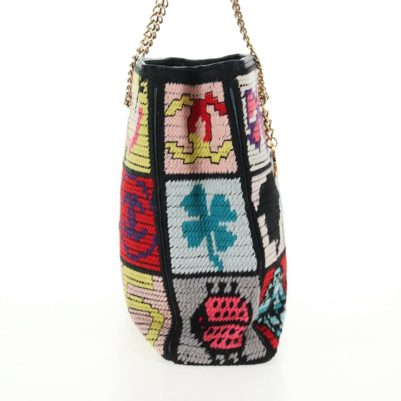 【日本直送】香奈兒鏈標誌圖案手袋，羊毛皮革材質，多色金色雙C標誌，正品編號130674M-3