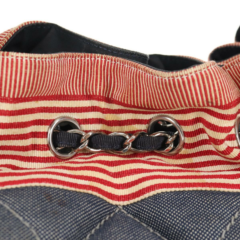 【日本直送】香奈兒鏈條手提包 牛仔藍 銀色 CC 標誌 Auth 142514V-1