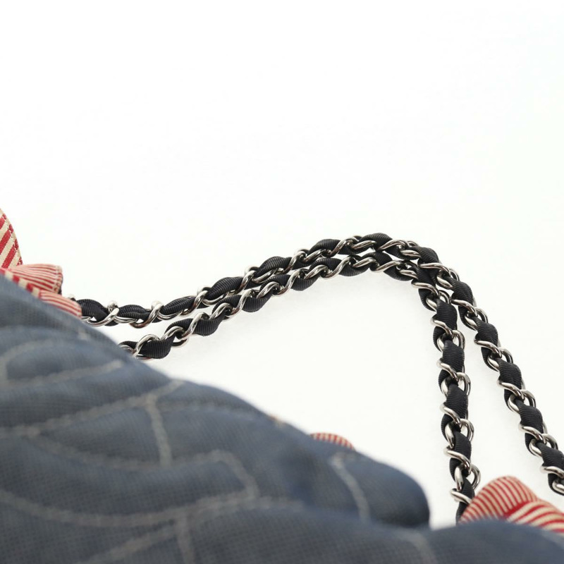 【日本直送】香奈兒鏈條手提包 牛仔藍 銀色 CC 標誌 Auth 142514V-14