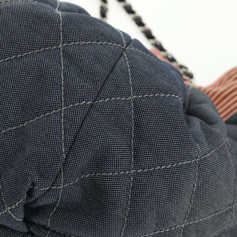 【日本直送】香奈兒鏈條手提包 牛仔藍 銀色 CC 標誌 Auth 142514V-16