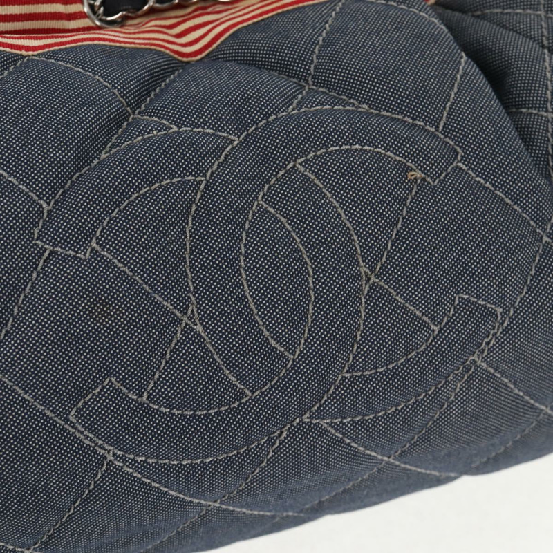 【日本直送】香奈兒鏈條手提包 牛仔藍 銀色 CC 標誌 Auth 142514V-19