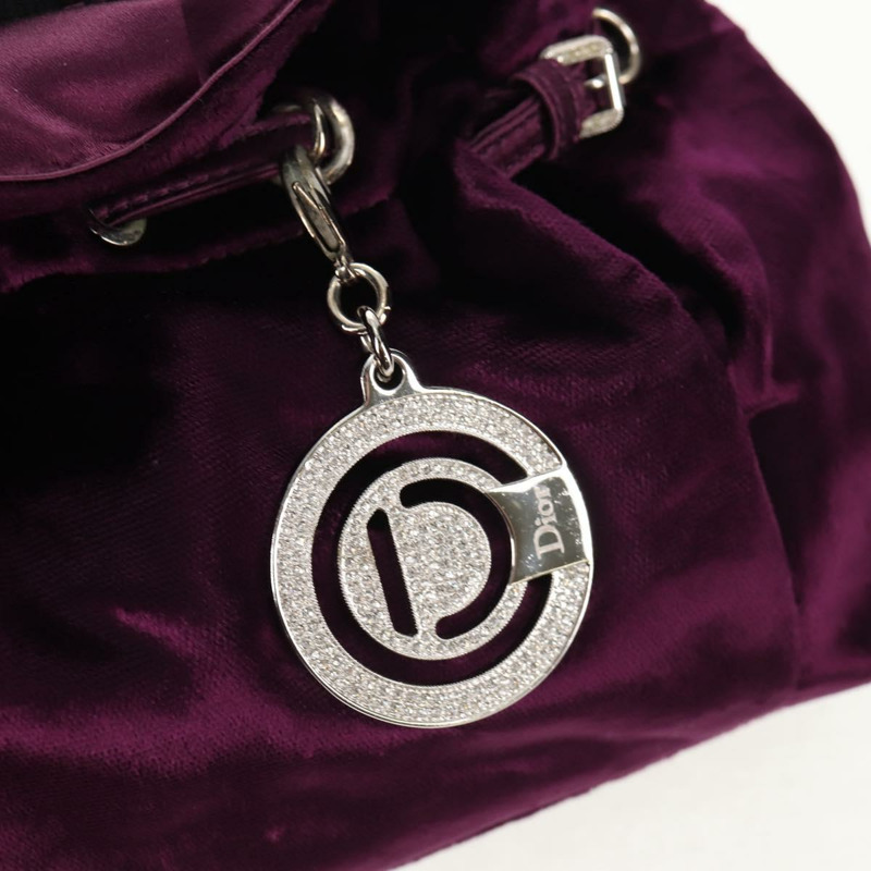 【日本直送】Christian Dior 紫色銀色天鵝絨鏈條手提包，正品 141147V-9