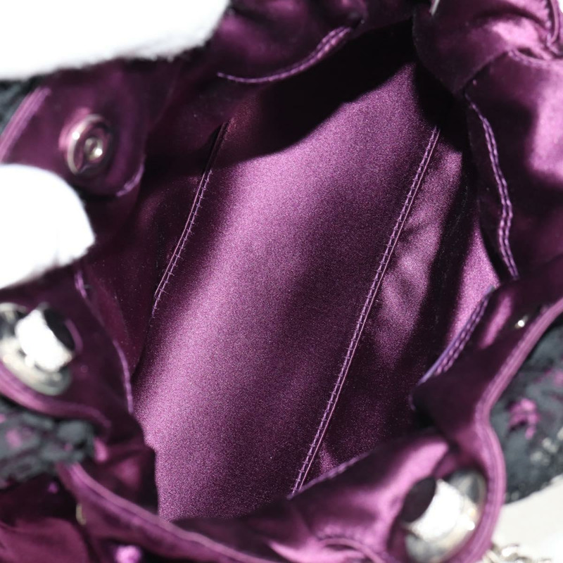 【日本直送】Christian Dior 紫色銀色天鵝絨鏈條手提包，正品 141147V-10