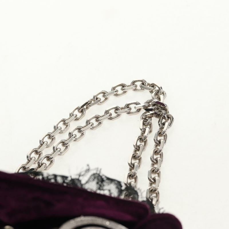 【日本直送】Christian Dior 紫色銀色天鵝絨鏈條手提包，正品 141147V-13