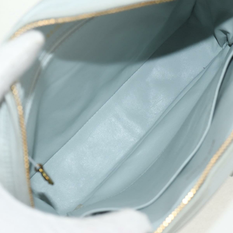 【日本直送】香奈兒 (CHANEL) 絎縫鏈條單肩包，羊皮材質，淺藍色，金色雙C標誌，貨號 140125V-8