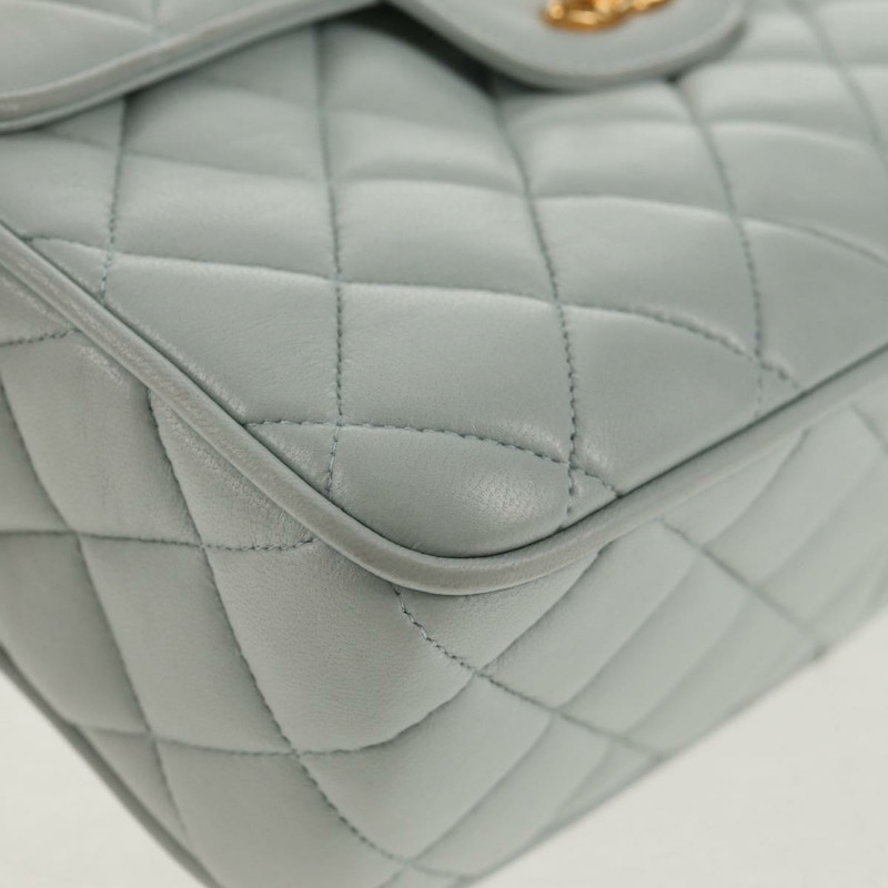 【日本直送】香奈兒 (CHANEL) 絎縫鏈條單肩包，羊皮材質，淺藍色，金色雙C標誌，貨號 140125V-14