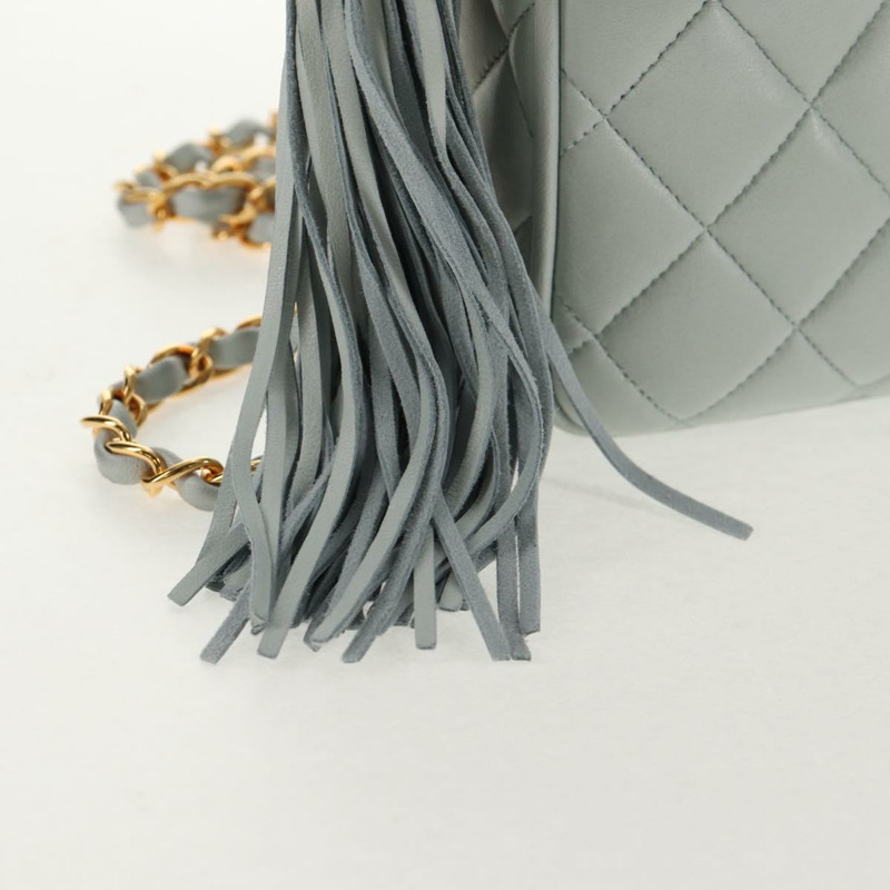 【日本直送】香奈兒 (CHANEL) 絎縫鏈條單肩包，羊皮材質，淺藍色，金色雙C標誌，貨號 140125V-19