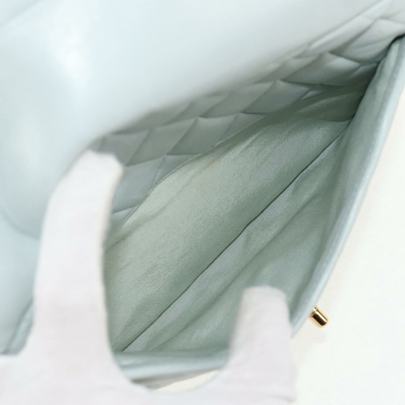 【日本直送】香奈兒 (CHANEL) 絎縫鏈條單肩包，羊皮材質，淺藍色，金色雙C標誌，貨號 140125V-22