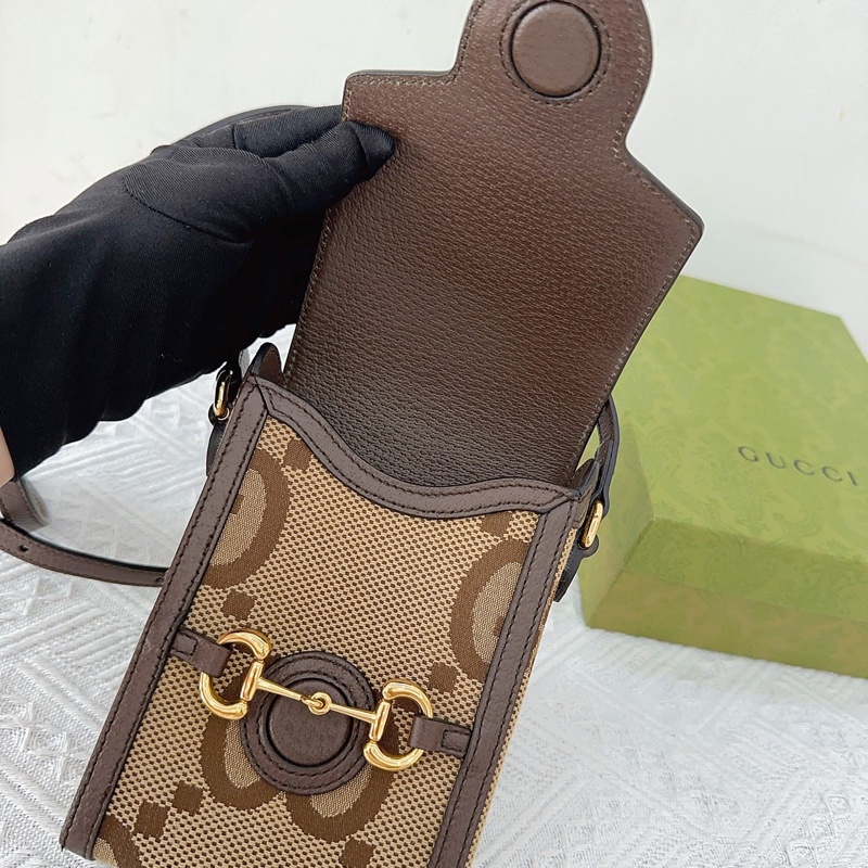 Gucci 古馳 老花馬銜扣1955手機斜挎包 尺寸11*17 無附件 成色不錯。-8