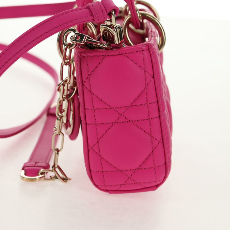 【日本直送】Christian Dior Cannage Lady D Joy 迷你羊皮兩用包 粉紅色 正品 145262SM-2