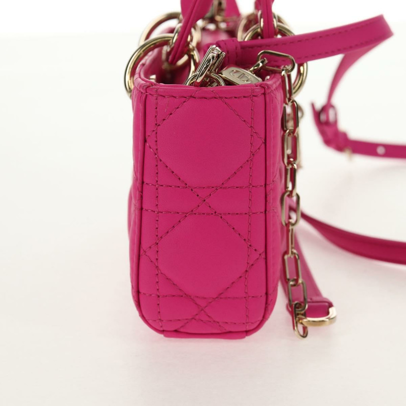 【日本直送】Christian Dior Cannage Lady D Joy 迷你羊皮兩用包 粉紅色 正品 145262SM-3