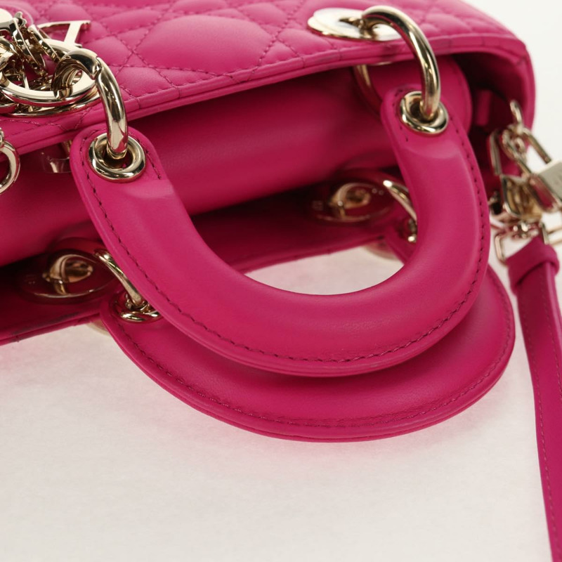 【日本直送】Christian Dior Cannage Lady D Joy 迷你羊皮兩用包 粉紅色 正品 145262SM-5