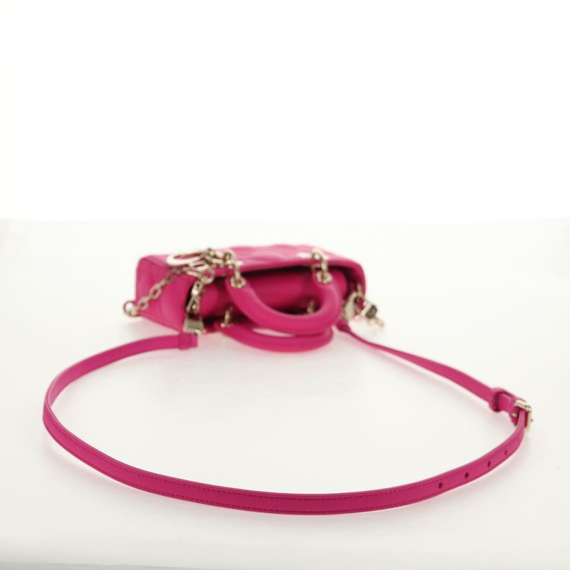 【日本直送】Christian Dior Cannage Lady D Joy 迷你羊皮兩用包 粉紅色 正品 145262SM-6