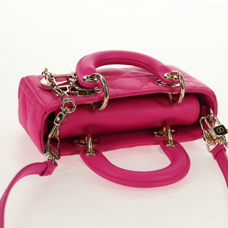 【日本直送】Christian Dior Cannage Lady D Joy 迷你羊皮兩用包 粉紅色 正品 145262SM-13