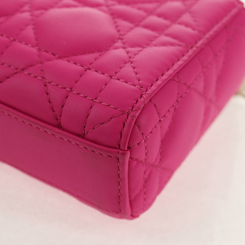 【日本直送】Christian Dior Cannage Lady D Joy 迷你羊皮兩用包 粉紅色 正品 145262SM-21