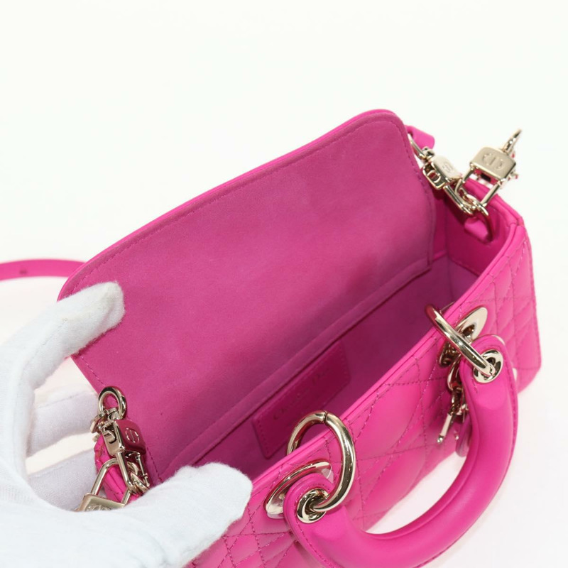 【日本直送】Christian Dior Cannage Lady D Joy 迷你羊皮兩用包 粉紅色 正品 145262SM-24