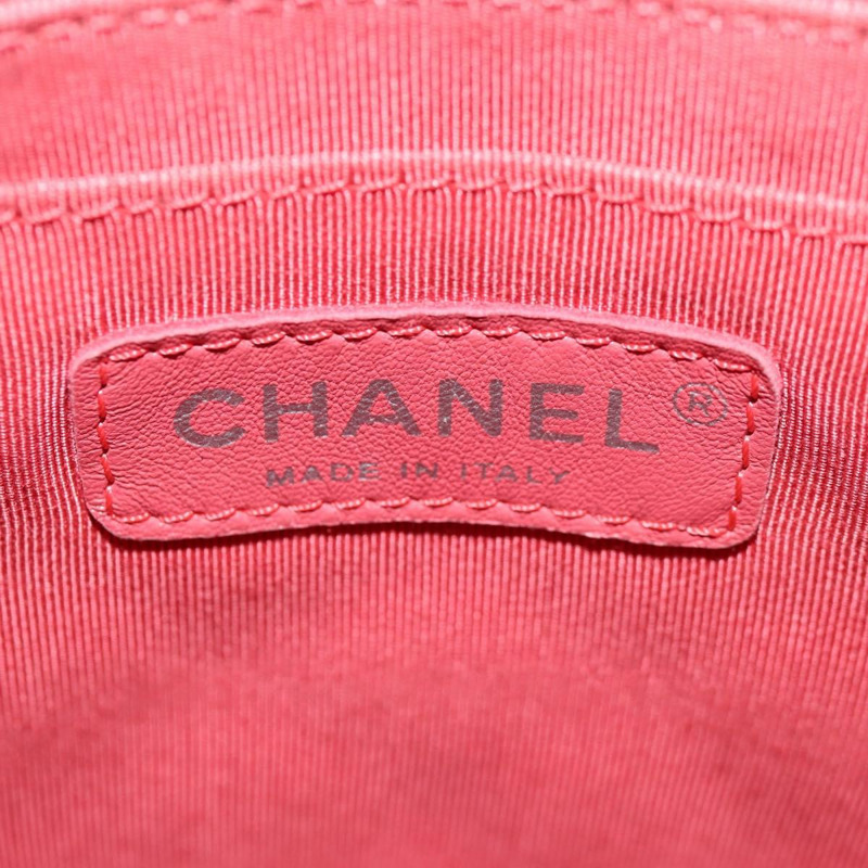 【日本直送】香奈兒 (CHANEL) 絎縫羊皮雙肩包，紅色銀色雙C標誌，貨號 145253M-23