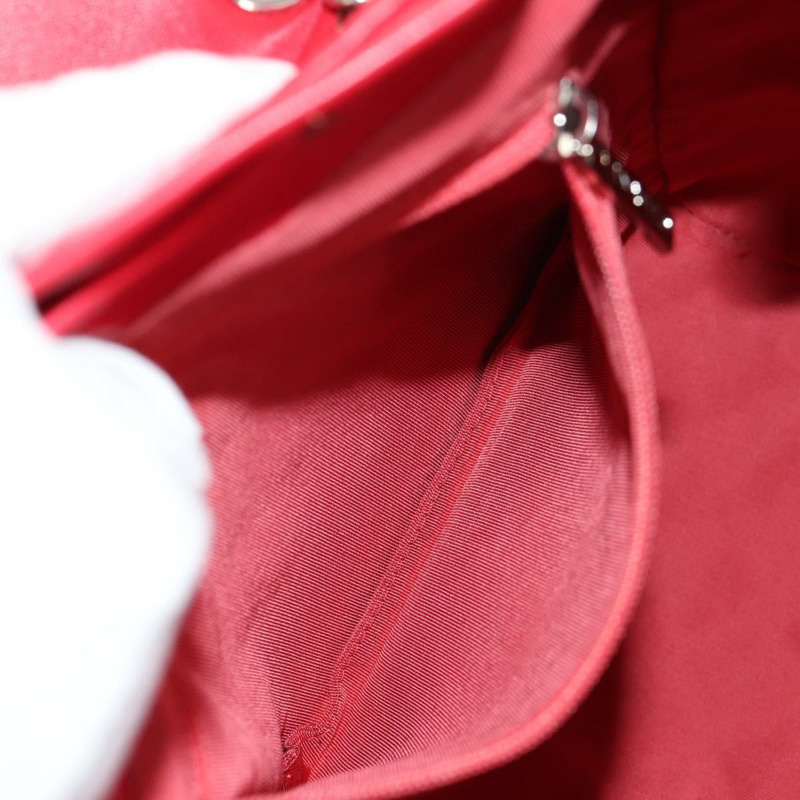 【日本直送】香奈兒 (CHANEL) 絎縫羊皮雙肩包，紅色銀色雙C標誌，貨號 145253M-27