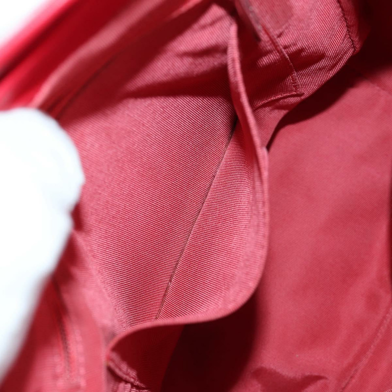 【日本直送】香奈兒 (CHANEL) 絎縫羊皮雙肩包，紅色銀色雙C標誌，貨號 145253M-28