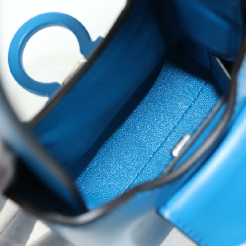 【日本直送】Salvatore Ferragamo Gancini Trifoglio 迷你手提包皮革藍色正品 145244M-10