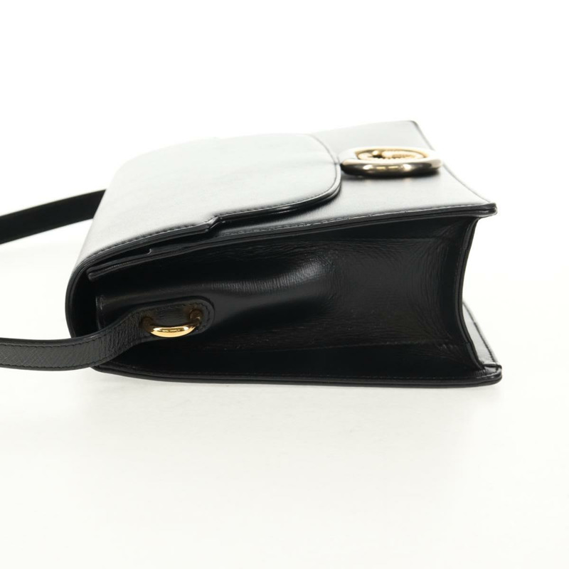 【日本直送】GUCCI GG Logo 單肩包 皮革 黑色 金色 589471 正品 144672M-3